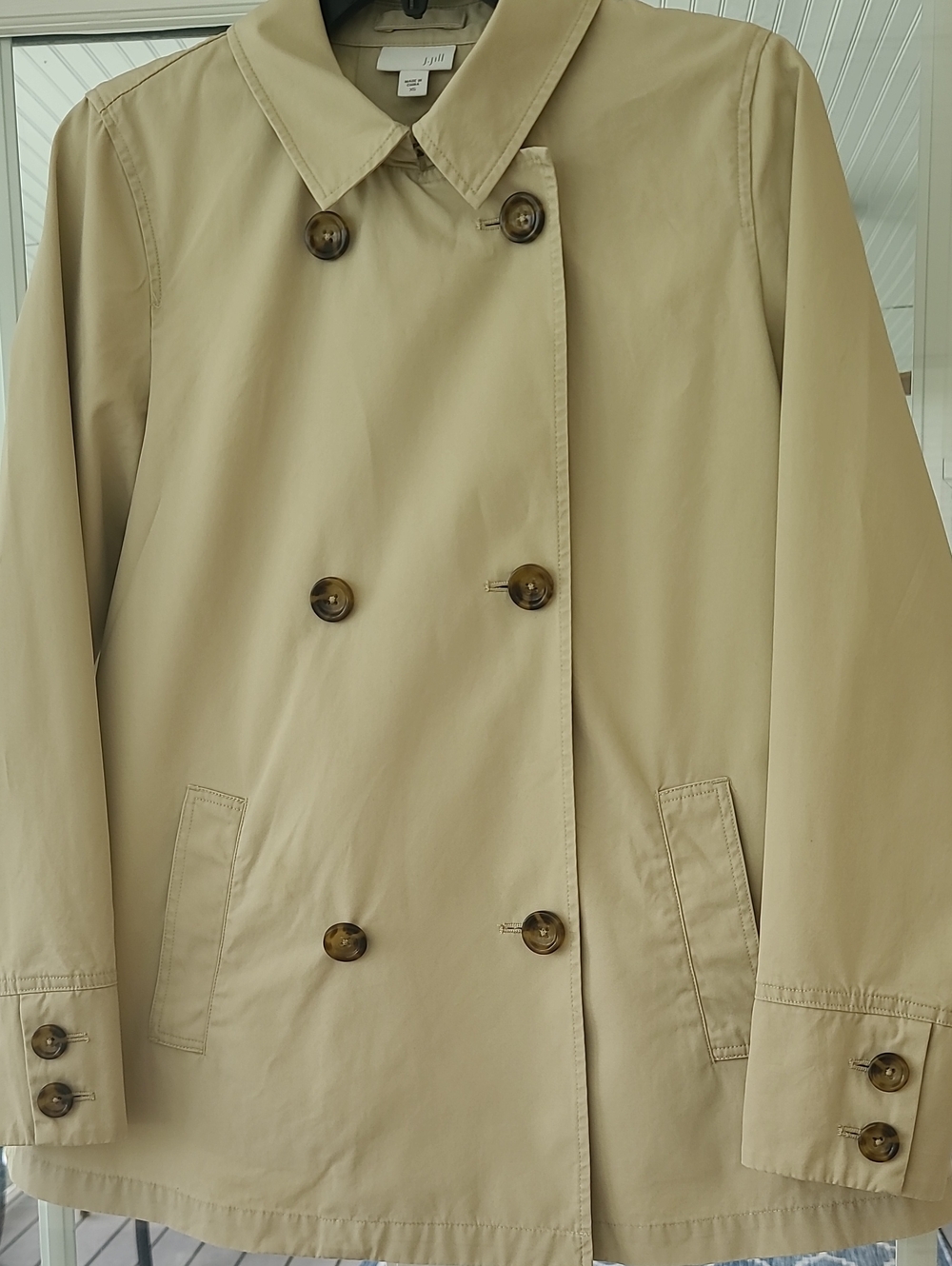 J jill Double-Breasted Women's Beige Pleated Jacket XS